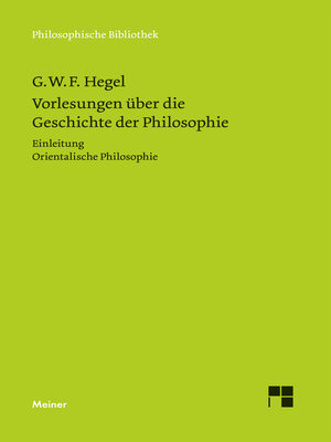 cover image of Vorlesungen über die Geschichte der Philosophie. Teil 1